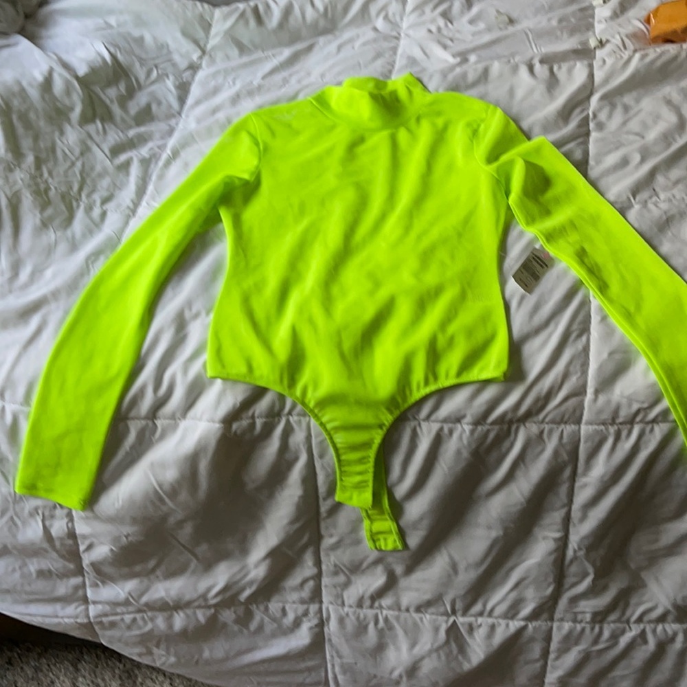 NEON MESH TURTLENECK BODY SUIT